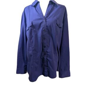 Chico's Purple Blouse Shirt Women's Size 3 XL Stretchy Casual Button Up Collared